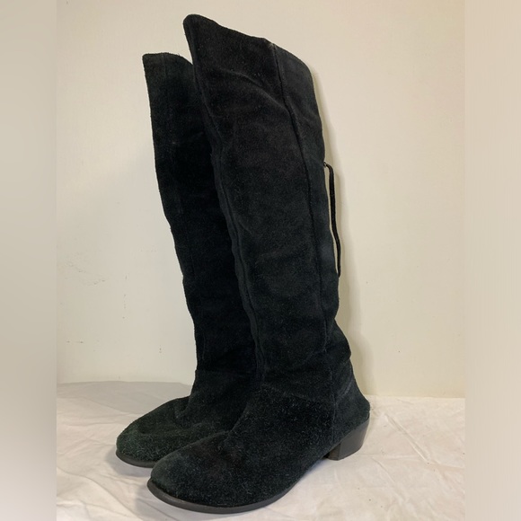 Celestial Suede Leather Boots Size 8 Metal Star Lace Up Details Hidden Zipper - Picture 6 of 10